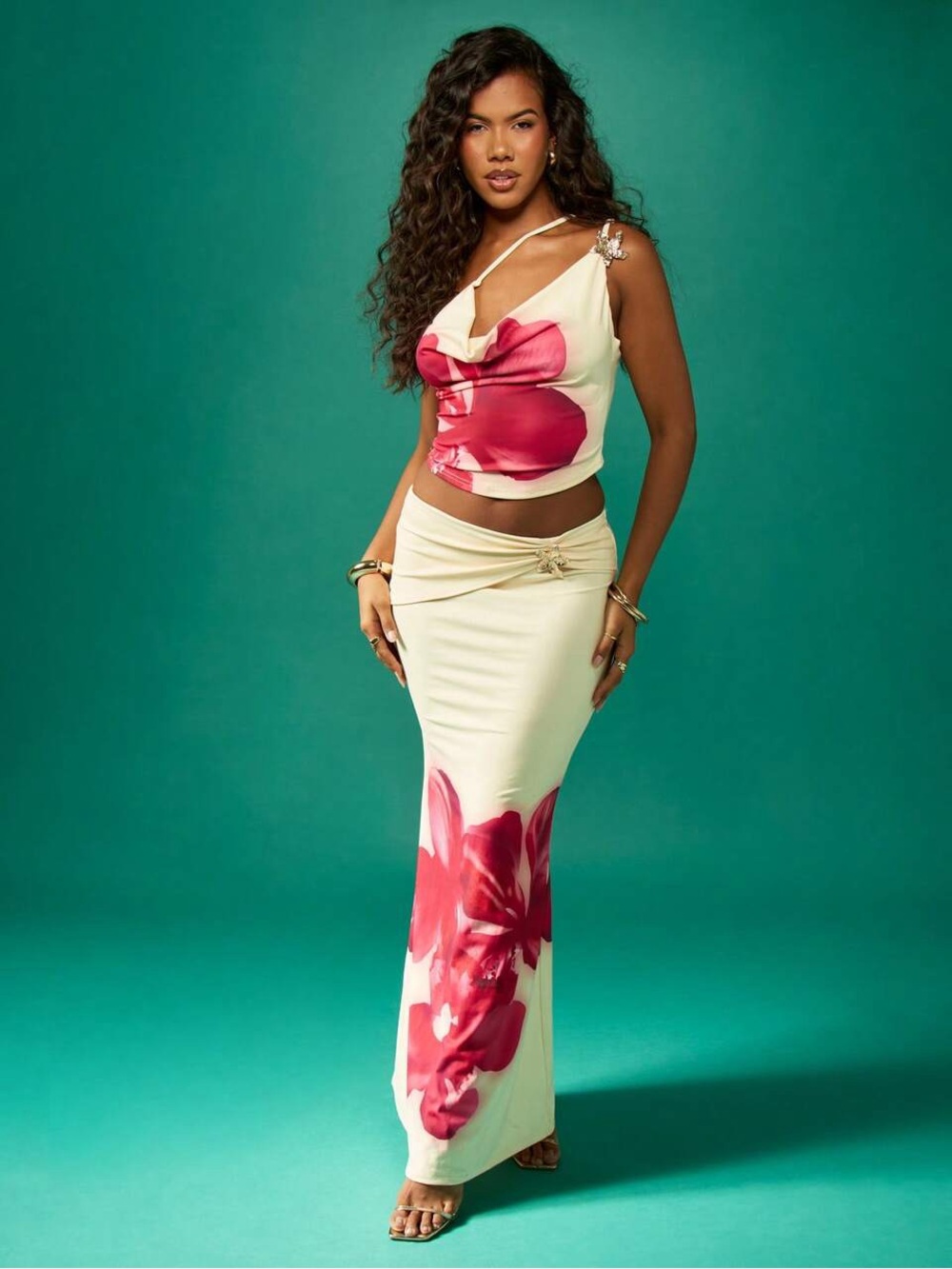 MISSGUIDED tropical vacation matching set